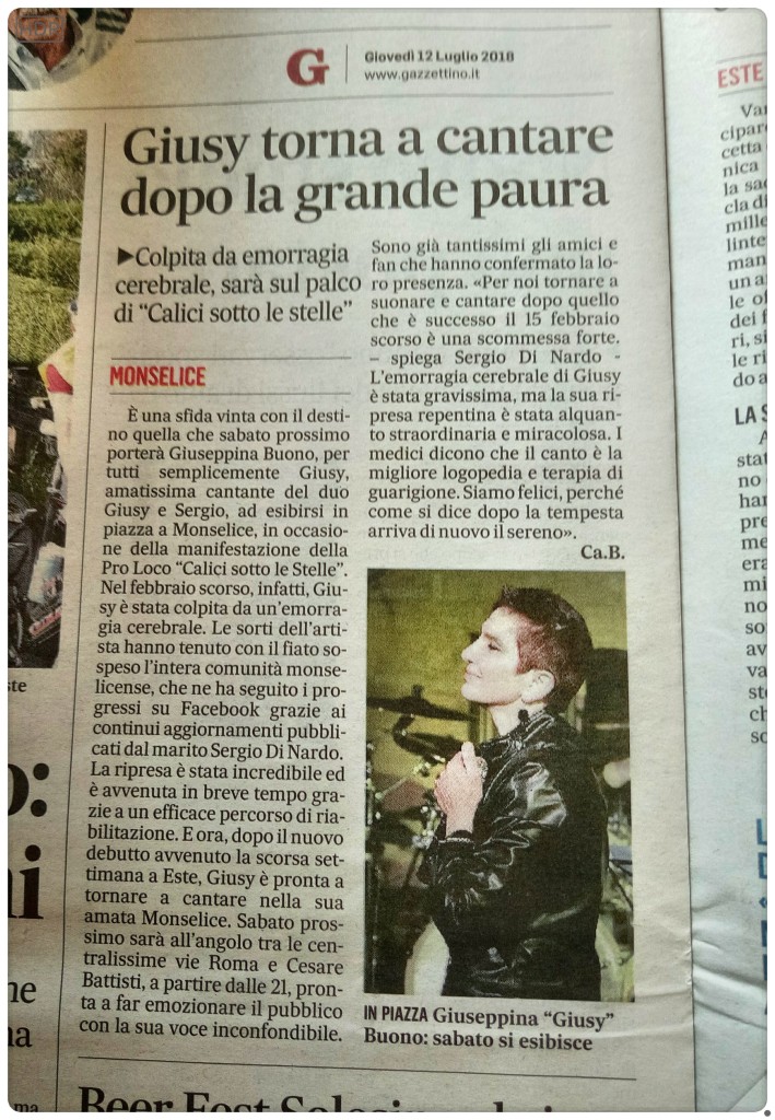 Articolo del Gazzettino di Padova - giovedi 12 Luglio 2018